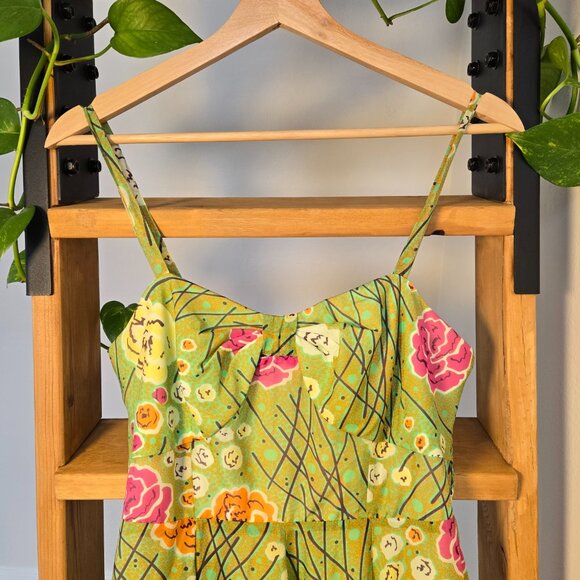 Anthropologie Girls from Savoy Sculptural Floral Midi Dress Garden Party Retro 2 - Picture 2 of 11